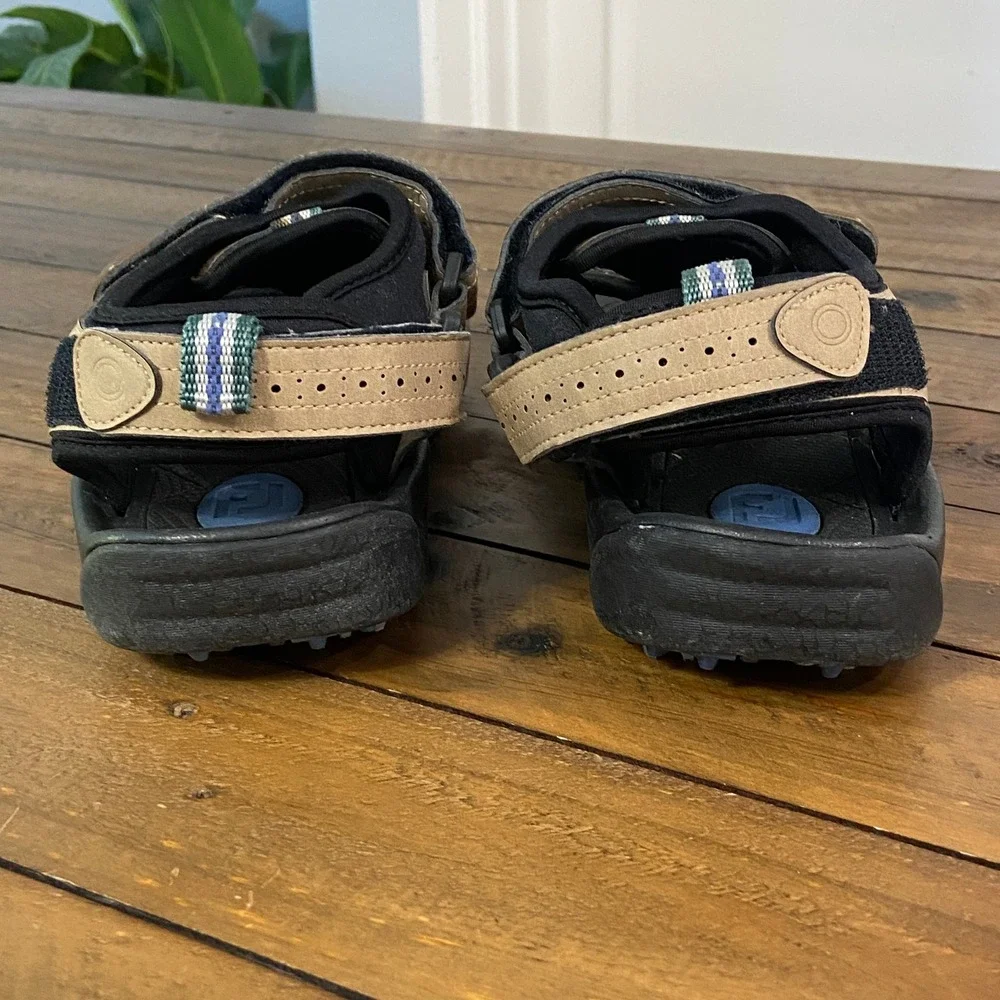 FootJoy Mens Specialty Golf Sandals Tan Black Spiked 48786 Size 10 M